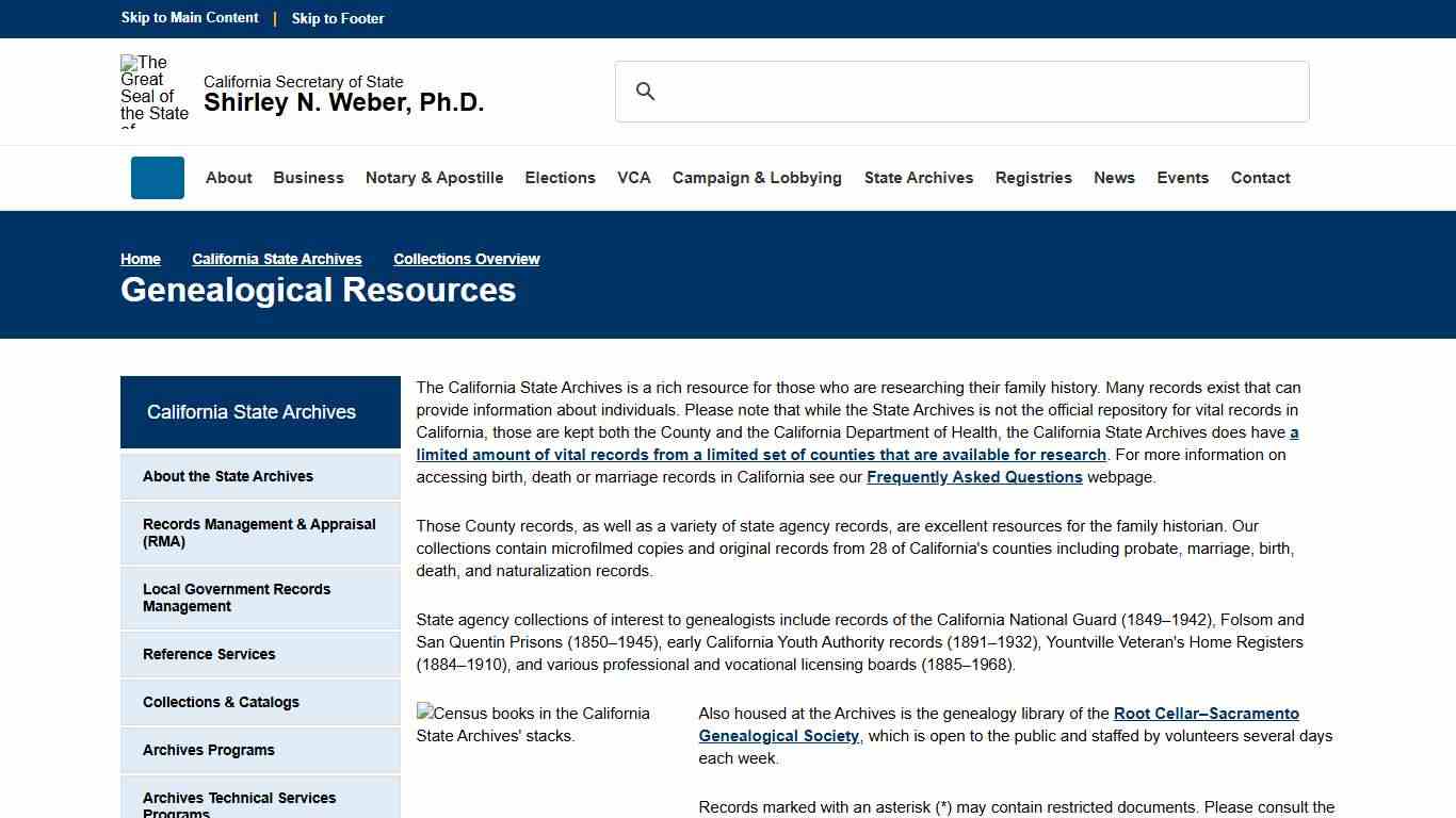 Genealogical and Family History Resources - California State Archives - California Secretary of State
